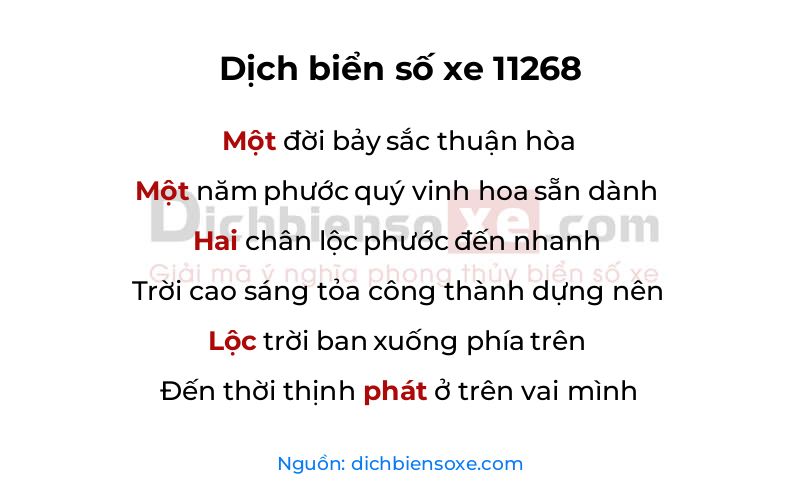 Dịch thơ biển số 11268