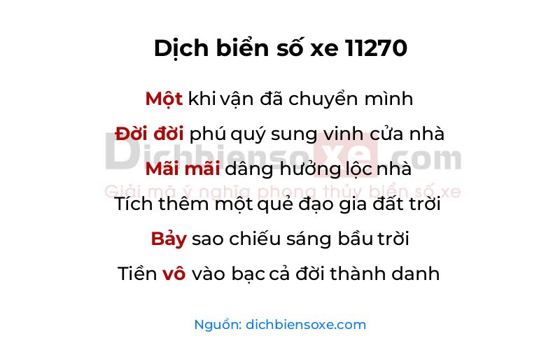 Dịch thơ biển số 11270