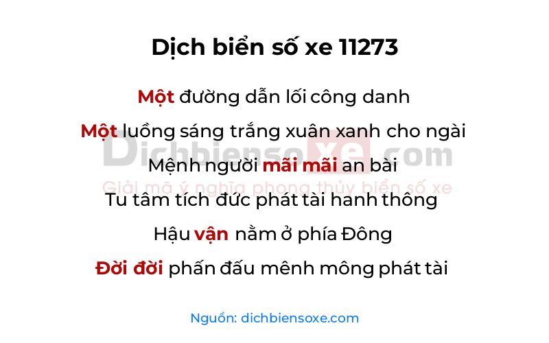 Dịch thơ biển số 11273