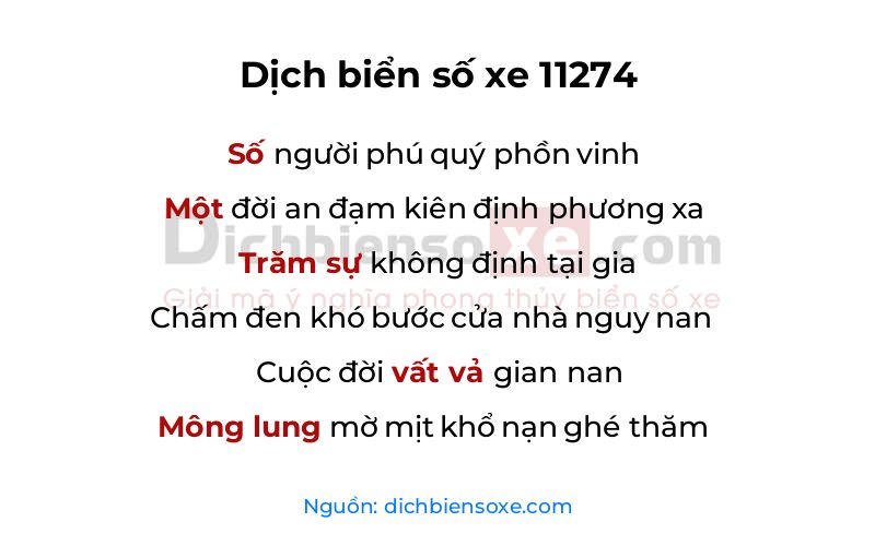 Dịch thơ biển số 11274