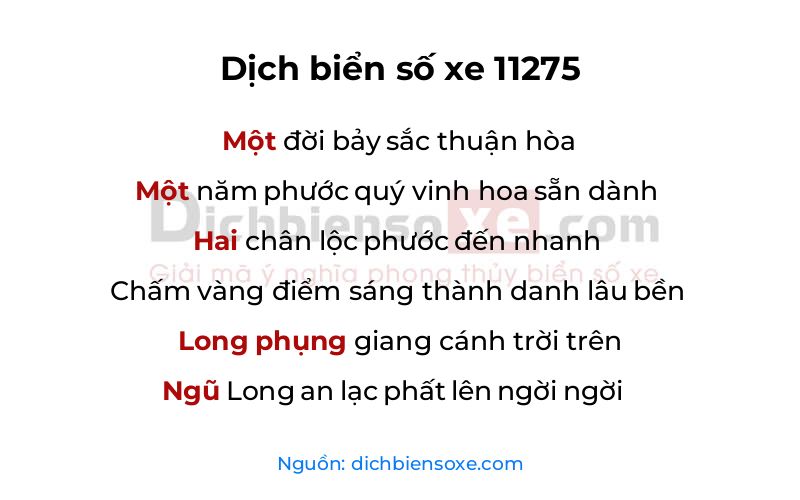 Dịch thơ biển số 11275