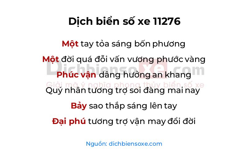 Dịch thơ biển số 11276