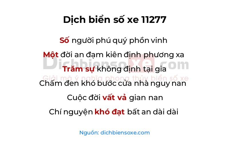 Dịch thơ biển số 11277