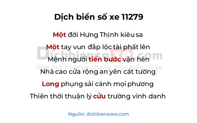 Dịch thơ biển số 11279
