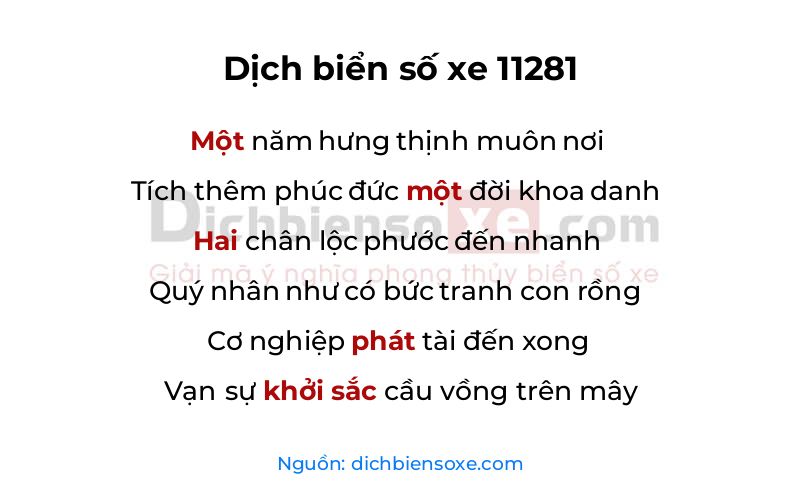 Dịch thơ biển số 11281