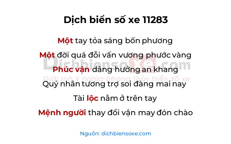 Dịch thơ biển số 11283