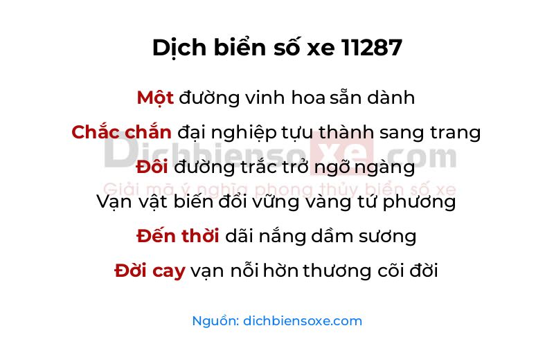 Dịch thơ biển số 11287