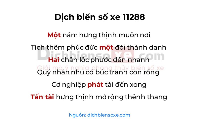 Dịch thơ biển số 11288