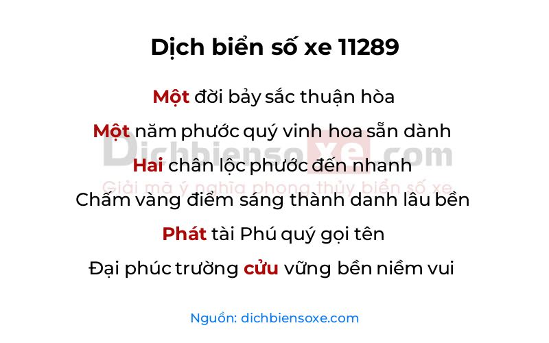 Dịch thơ biển số 11289