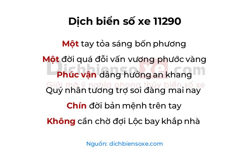 Dịch thơ biển số 11290