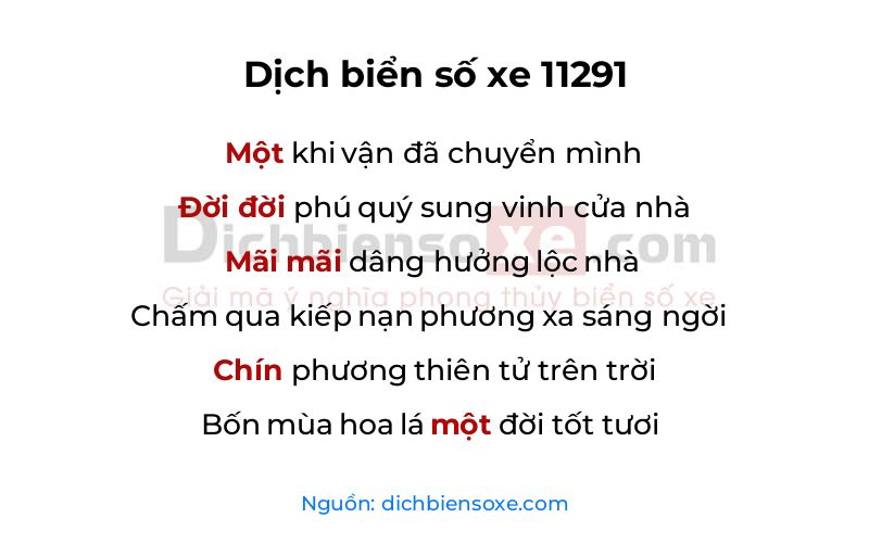 Dịch thơ biển số 11291