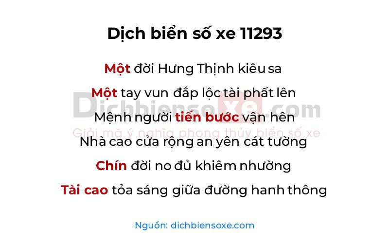 Dịch thơ biển số 11293