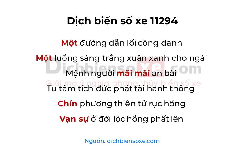 Dịch thơ biển số 11294