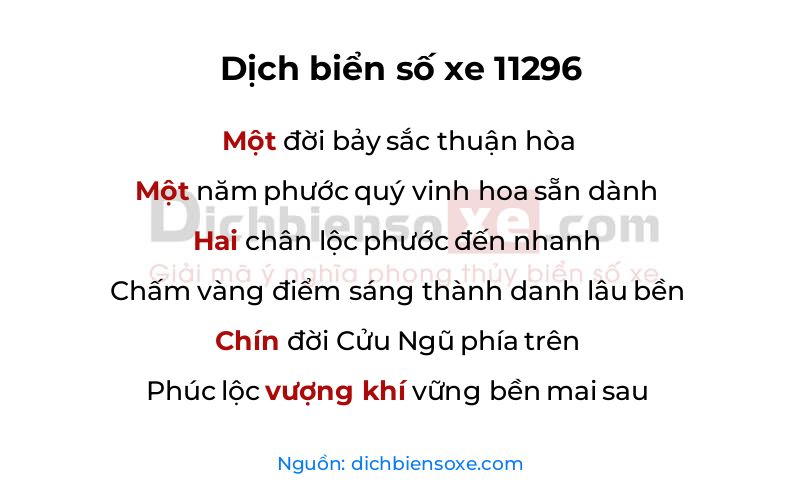 Dịch thơ biển số 11296