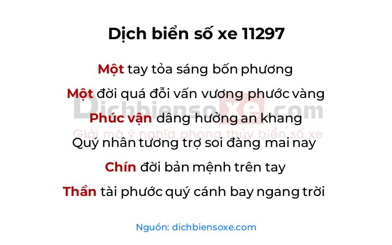 Dịch thơ biển số 11297