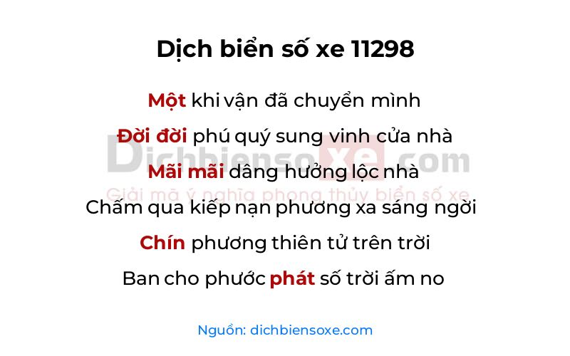 Dịch thơ biển số 11298
