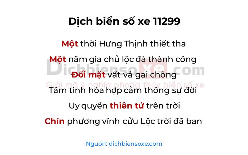 Dịch thơ biển số 11299
