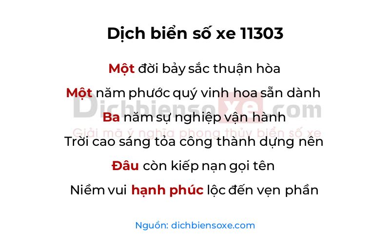 Dịch thơ biển số 11303