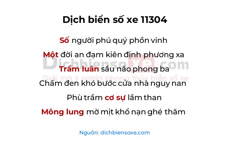 Dịch thơ biển số 11304
