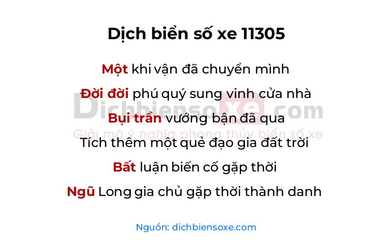 Dịch thơ biển số 11305