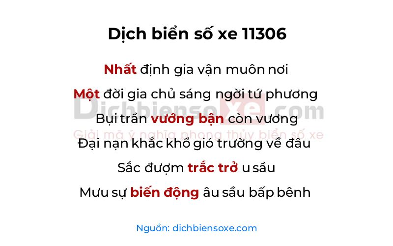 Dịch thơ biển số 11306