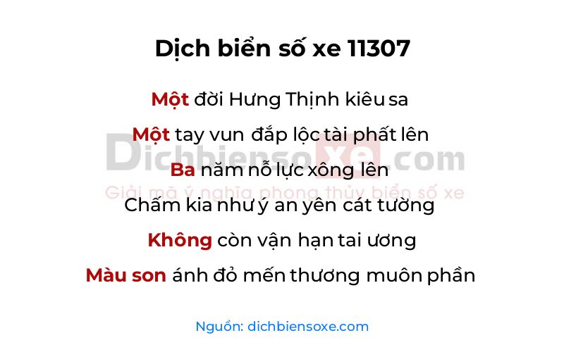 Dịch thơ biển số 11307