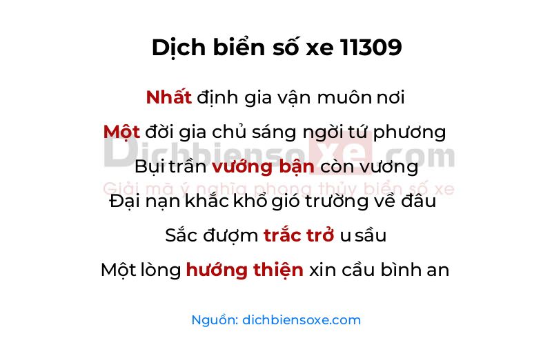 Dịch thơ biển số 11309