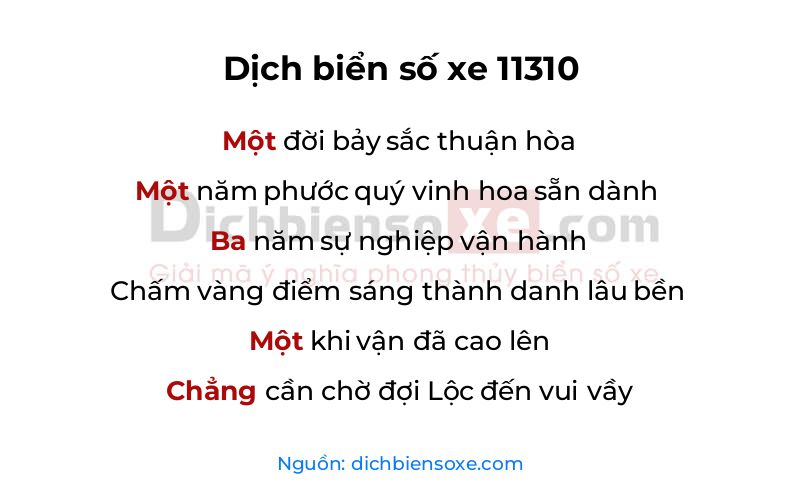 Dịch thơ biển số 11310