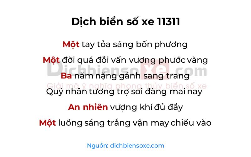 Dịch thơ biển số 11311