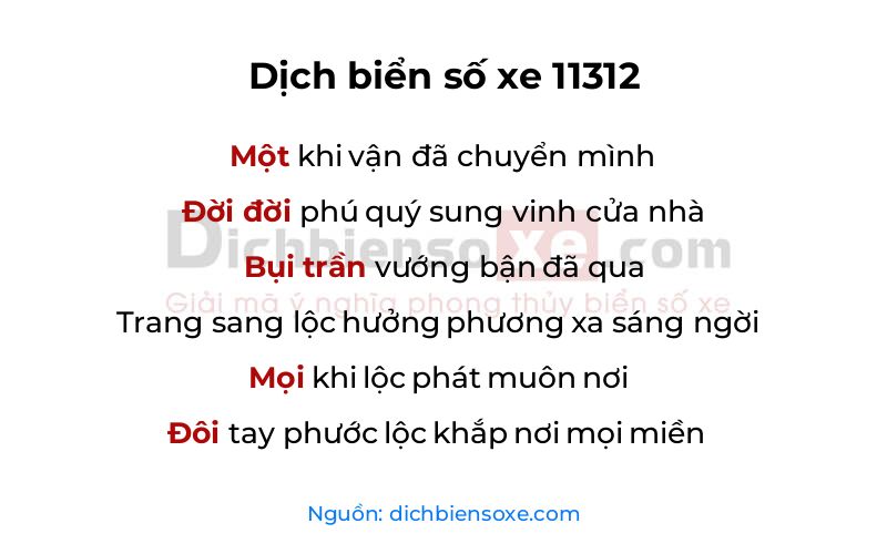 Dịch thơ biển số 11312