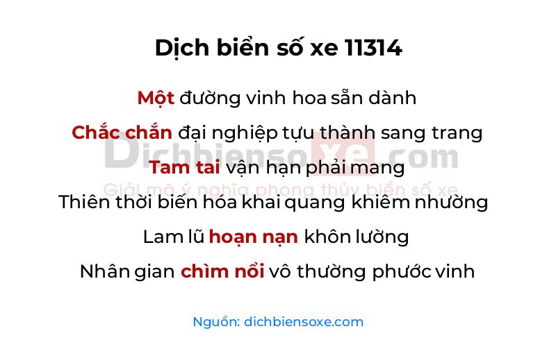 Dịch thơ biển số 11314