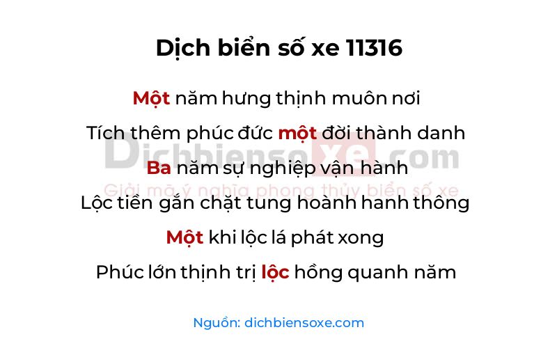 Dịch thơ biển số 11316