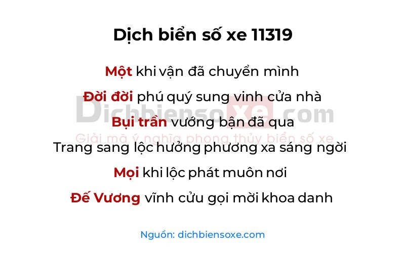 Dịch thơ biển số 11319