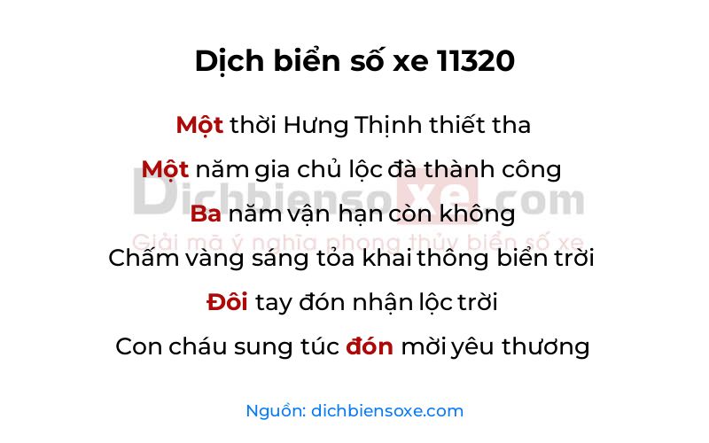 Dịch thơ biển số 11320