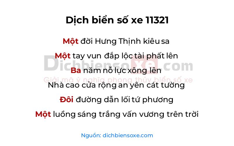Dịch thơ biển số 11321
