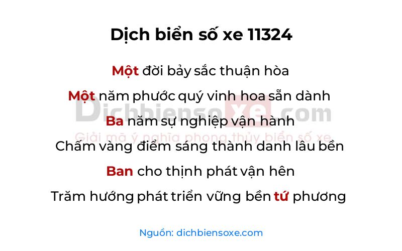 Dịch thơ biển số 11324