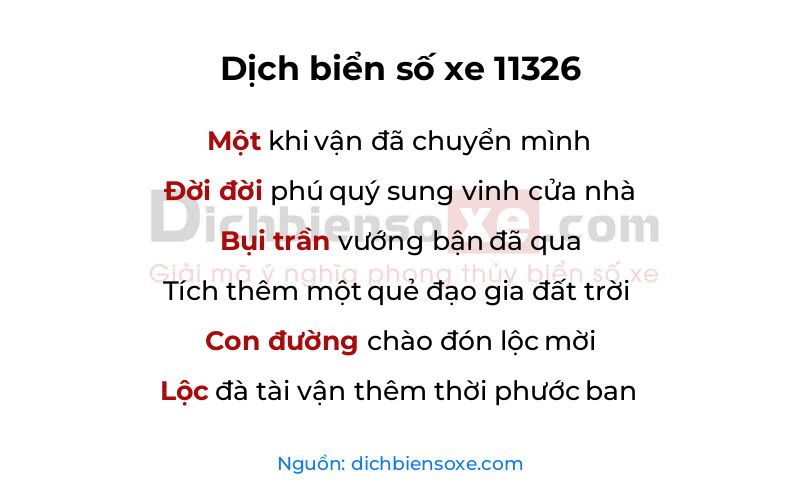 Dịch thơ biển số 11326