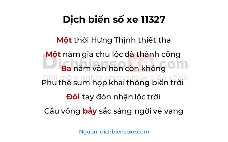 Dịch thơ biển số 11327
