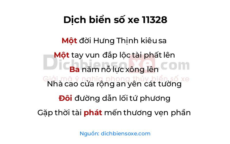 Dịch thơ biển số 11328