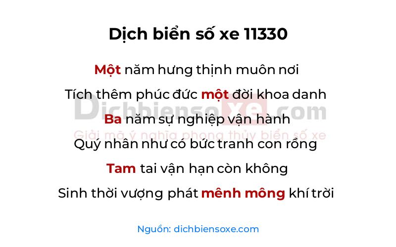 Dịch thơ biển số 11330