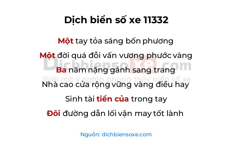 Dịch thơ biển số 11332