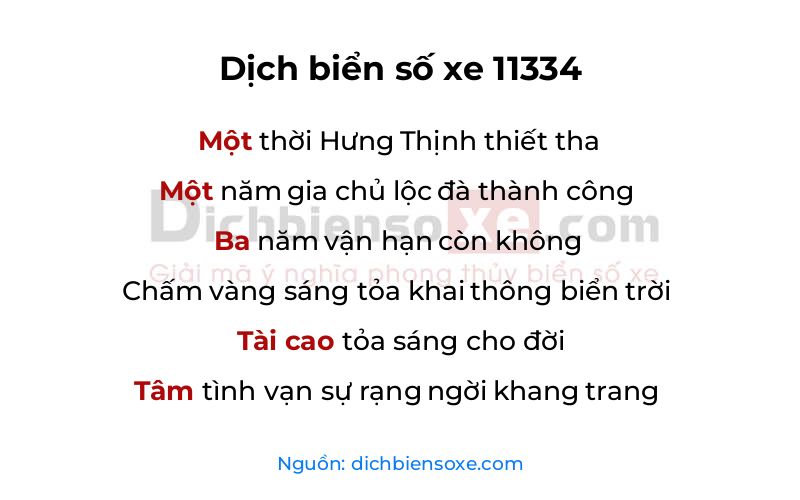 Dịch thơ biển số 11334