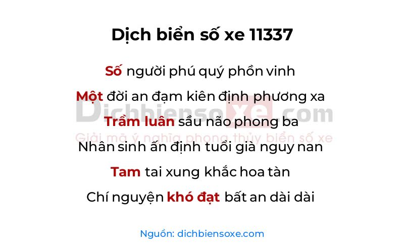 Dịch thơ biển số 11337