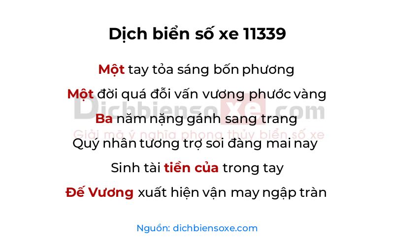 Dịch thơ biển số 11339