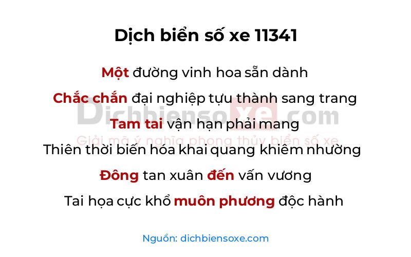 Dịch thơ biển số 11341
