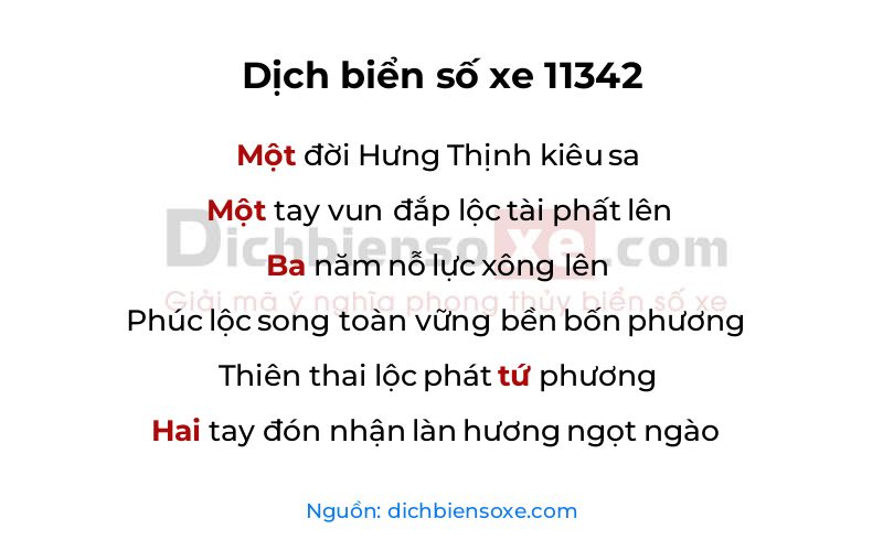 Dịch thơ biển số 11342