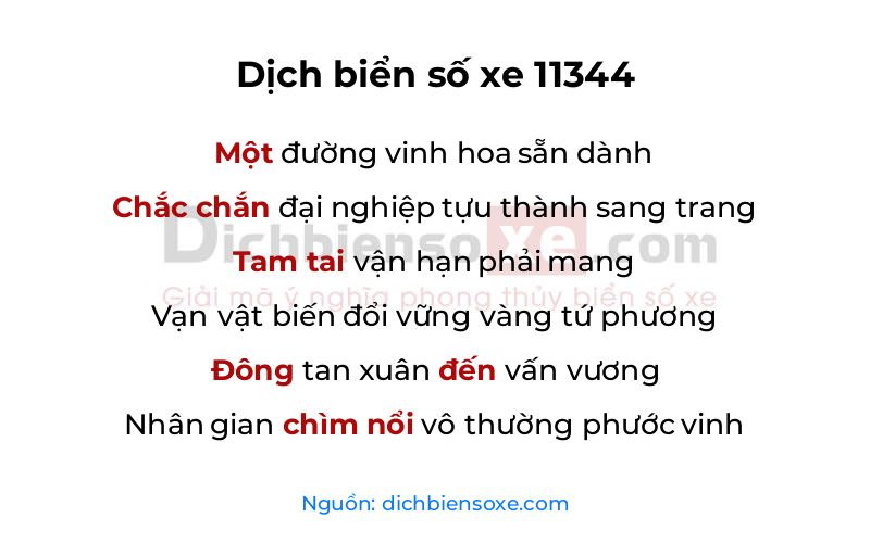 Dịch thơ biển số 11344