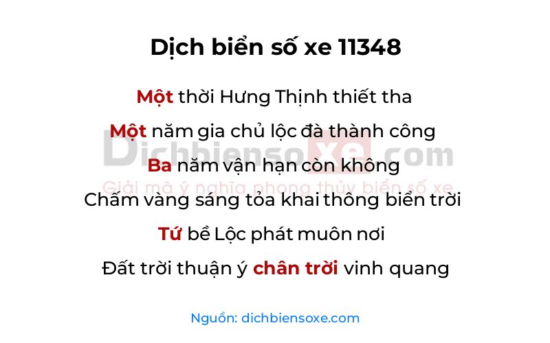 Dịch thơ biển số 11348