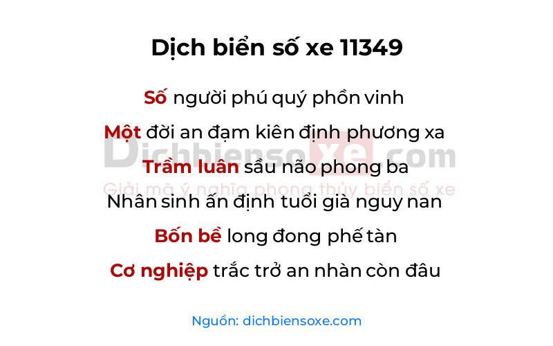 Dịch thơ biển số 11349