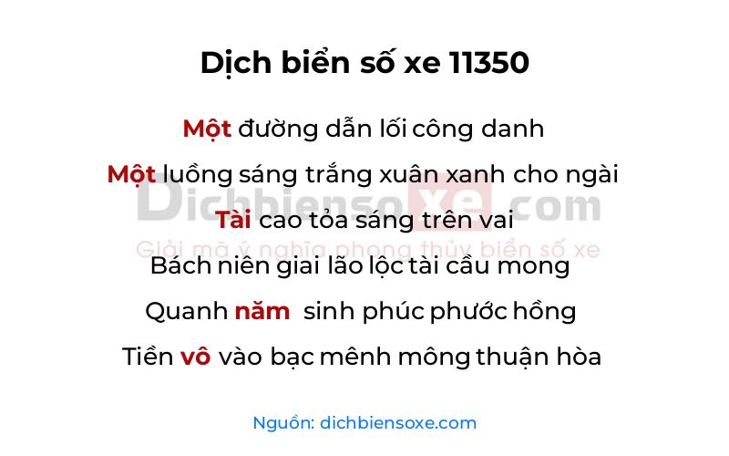 Dịch thơ biển số 11350